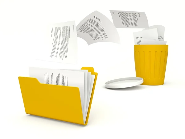 Löschen von Dateien aus dem Ordner in den Papierkorb — Stockfoto