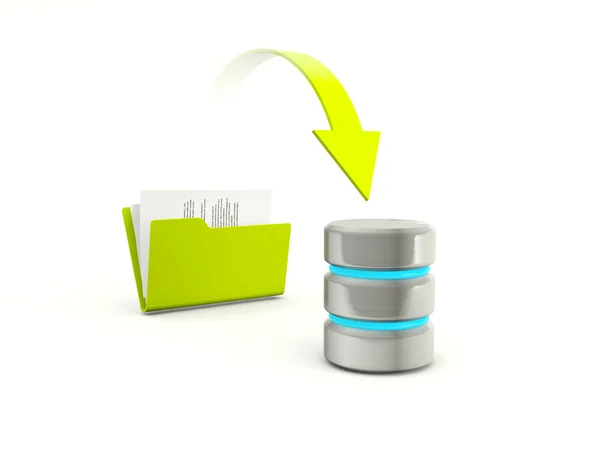 Copying files from folder to database — Stock Photo, Image