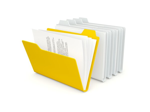 Row of folders with different orange one