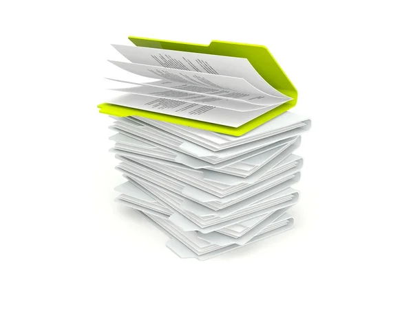 Batch of folders with different green one — Stock Photo, Image