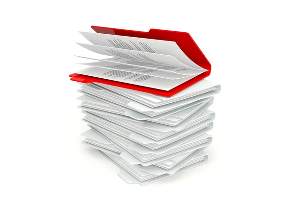 Batch of folders with different red one — Stock Photo, Image