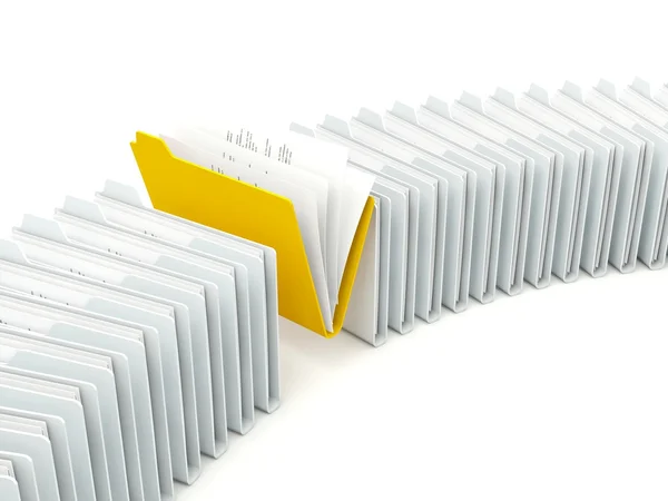 Row of folders with different orange one — Stock Photo, Image