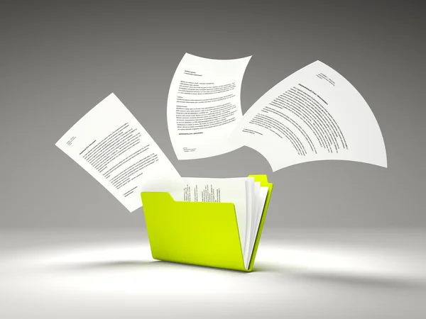 Green folder with files — Stock Photo, Image