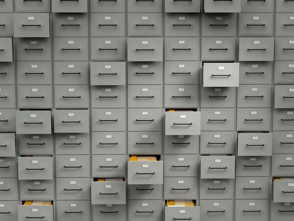 Archive cabinets with folders