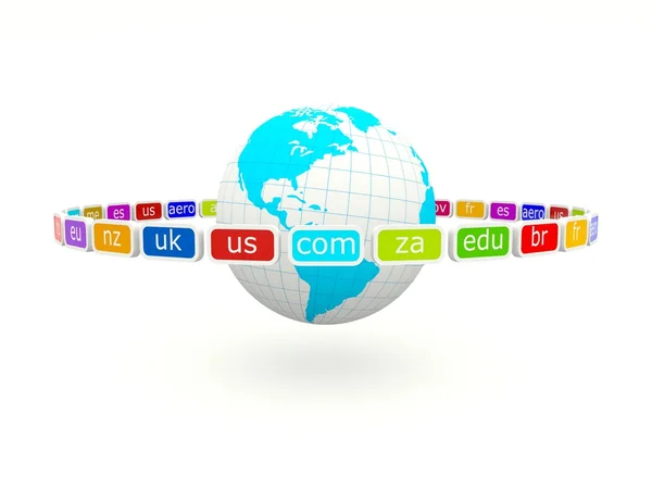 Glob z objawami domeny internetowe — Zdjęcie stockowe