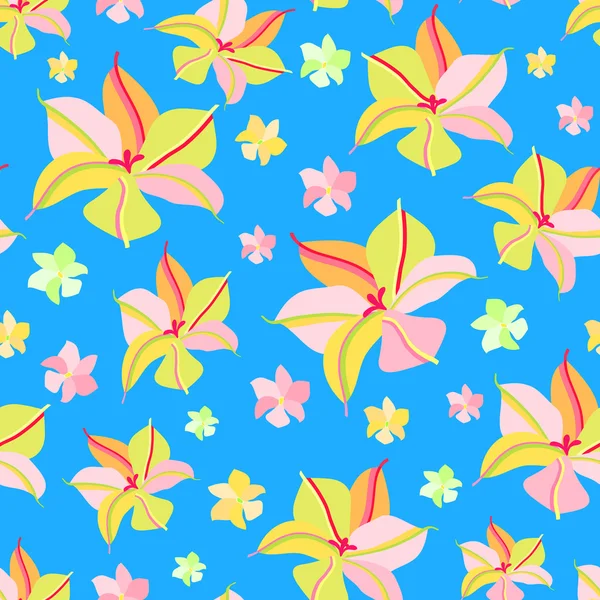 Seamless Pattern with Pink Yellow Flowers — Stock Vector