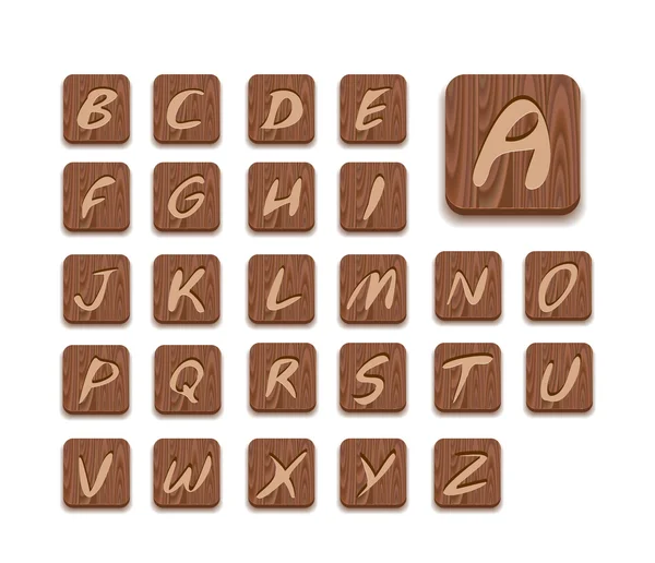 Wooden Alphabet Icon Set — Stock Vector