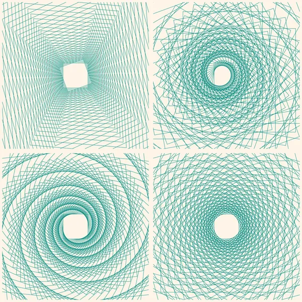 Conjunto de tarjeta de Doodle espiral abstracta — Vector de stock