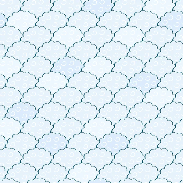 Motif nuageux moelleux bleu clair et blanc sans couture — Image vectorielle