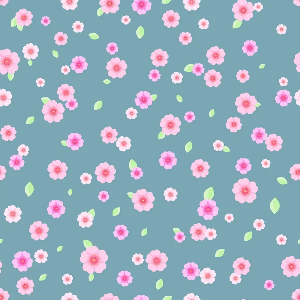 Naadloos patroon met roze en witte bloemen — Stockvector