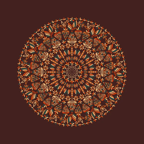 Adorno de encaje de círculo marrón — Archivo Imágenes Vectoriales
