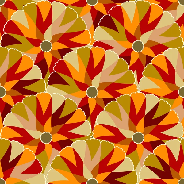 抽象的なオレンジ赤シームレスな花柄 — Stockový vektor