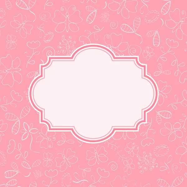 Tarjeta de invitación rosa con flores — Archivo Imágenes Vectoriales