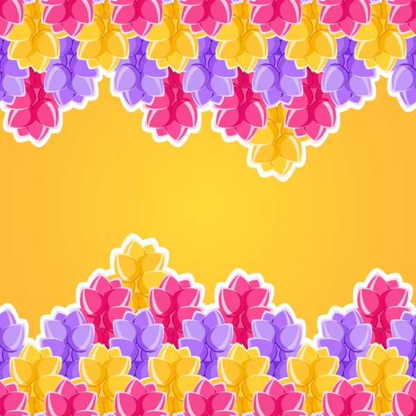 Cartão de Convite Floral com Flores Violeta Amarelas Rosa — Vetor de Stock