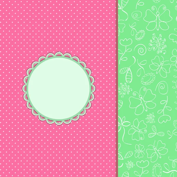 ヴィンテージのピンクの花の招待カード — ストックベクタ