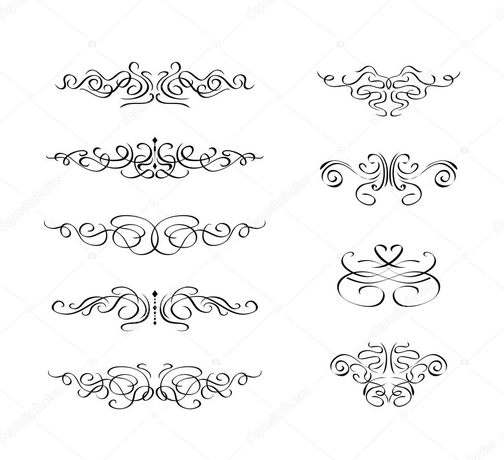 Set of Calligraphic Swirl Element