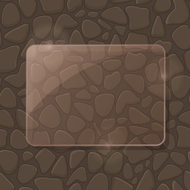 Rectangle Piece of Glass Framework on Stone Wall clipart