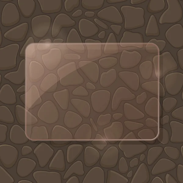 Rektangel bit glas ram på stenmur — Stock vektor