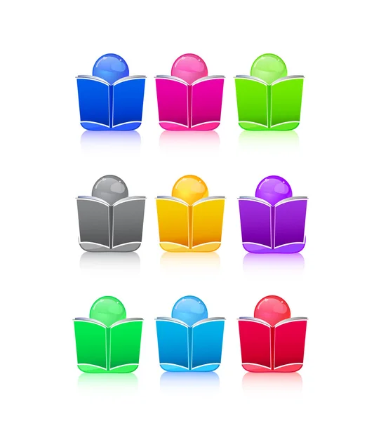 Set of Icon with Colorful Book Sign — Stock Vector