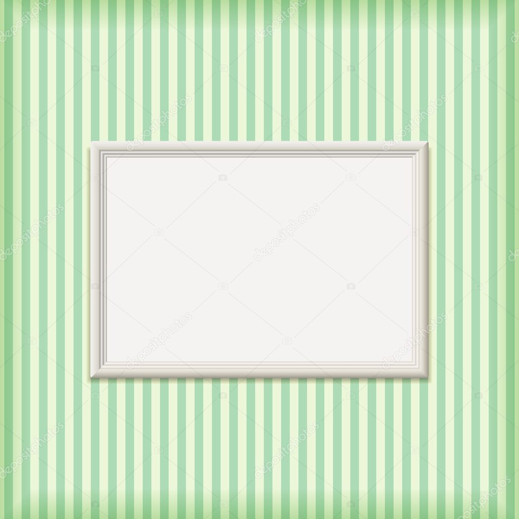 White Empty Ribbed Frame on Striped Wall