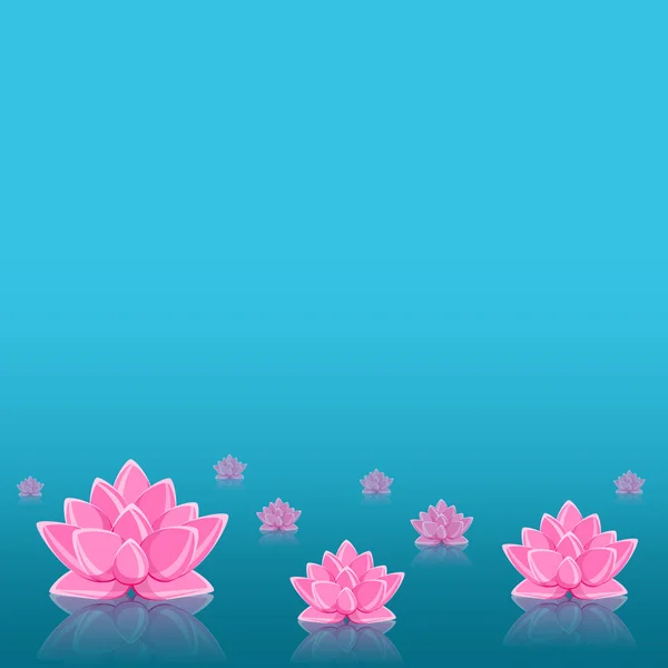 Ροζ Λουλουδι Κρινος στο ακόμα μπλε νερό — Διανυσματικό Αρχείο
