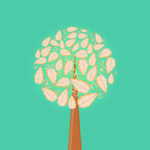 Abstraktní strom s korunou kulatý list — Stockový vektor