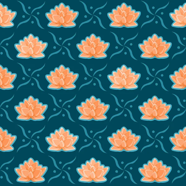 Lotus Flower Seamless Pattern — Stock Vector
