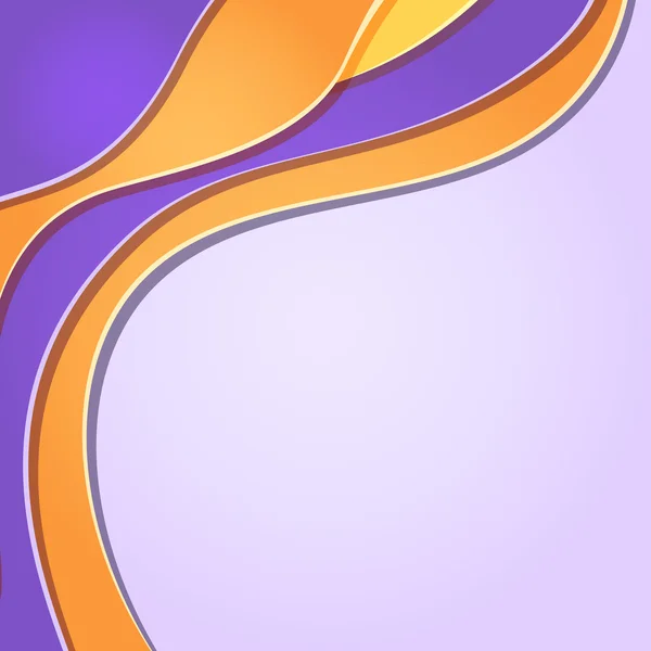Tarjeta violeta amarilla abstracta con ondas y líneas — Vector de stock