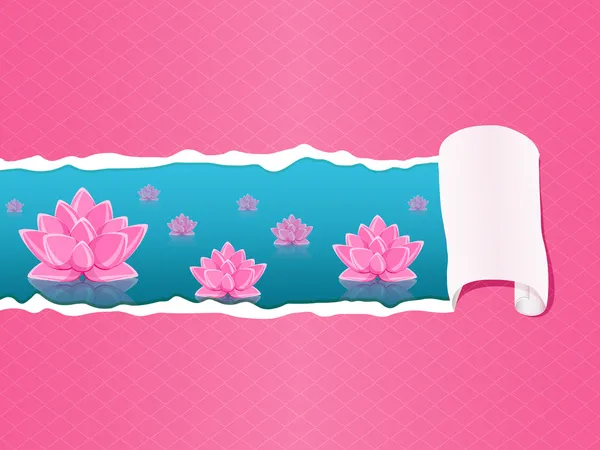 Flor de lírio rosa e pedaço de papel rasgado — Vetor de Stock