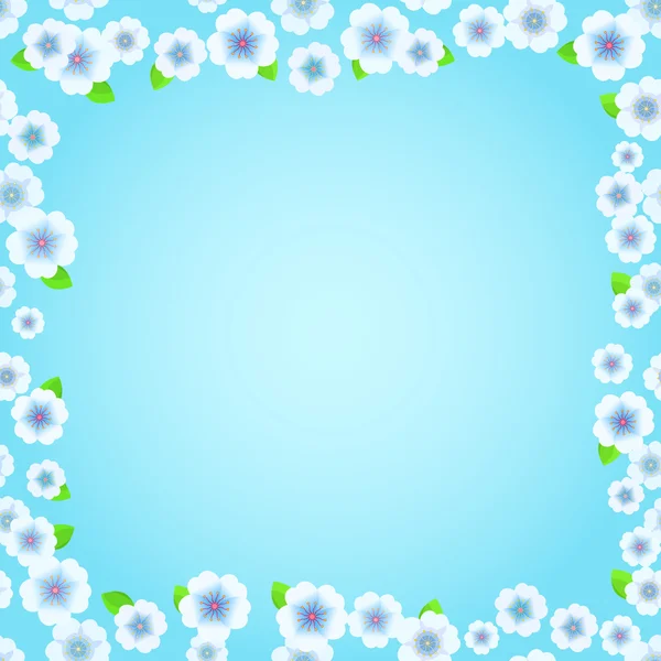 Modrý květinový rámeček — Stockový vektor