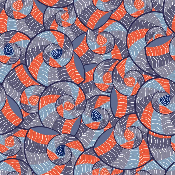 Patrón sin costura Doodle abstracto con conchas de mar — Vector de stock