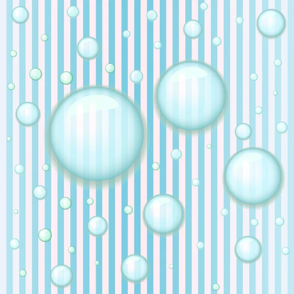 Blauwe gestreepte naadloze patroon met water drops — Stockvector