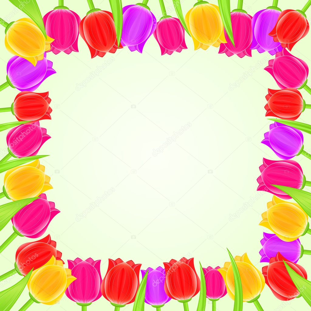 Bright Colorful Tulip Square Frame