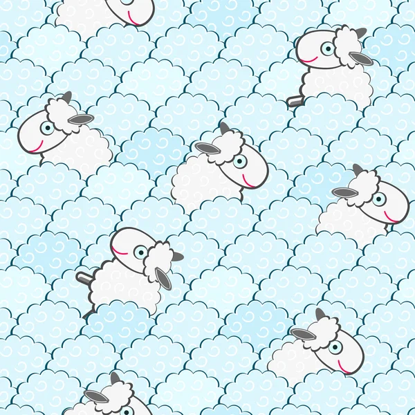 Roztomilé bílé ovce bezešvé vzor — Stockový vektor