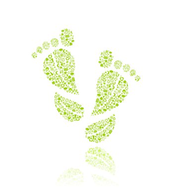 Go Green Eco Pattern in Foot Silhouette clipart