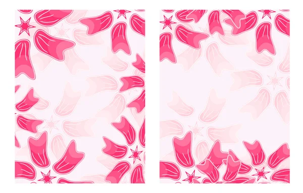 ピンクの花のカードのセット — ストックベクタ