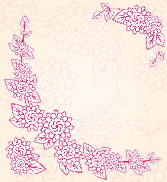 ピンクの花、花カード コーナー — ストックベクタ