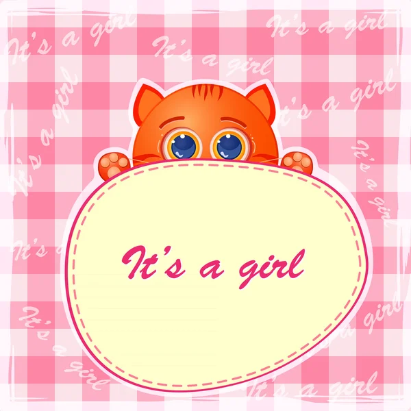 stock vector Pink Announcement Baby Girl Card