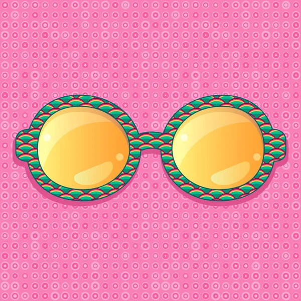 Óculos retro com reflexão amarela — Vetor de Stock