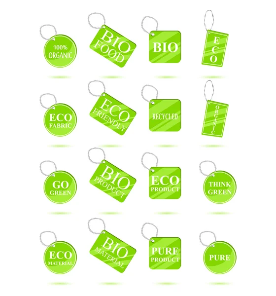 Eco green recyklingu Tagi — Wektor stockowy