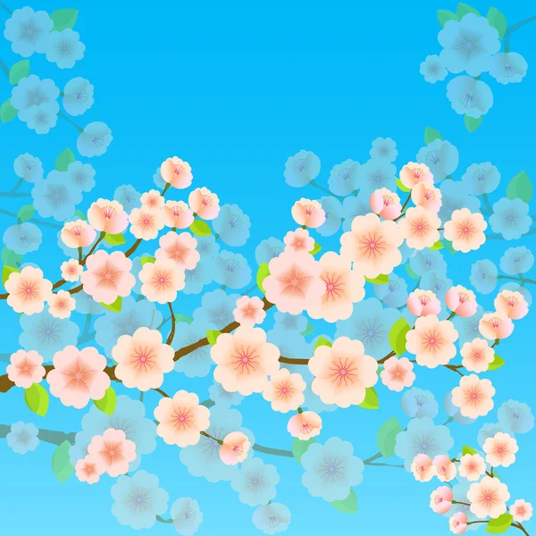 Fondo brillante primavera con Sakura — Archivo Imágenes Vectoriales