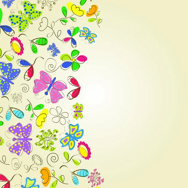 Cartão com flor e borboletas — Fotografia de Stock