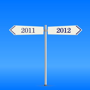 2012 yeni yıl ile iki yönlü yol levhası