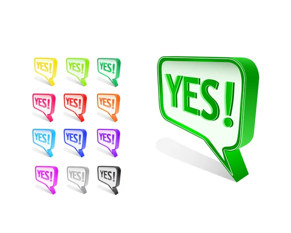 Colorful yes word on chat sign — Stock Vector