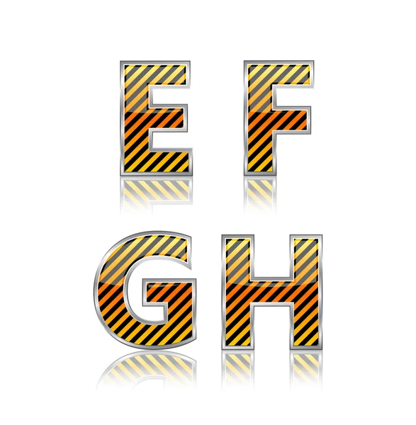 Gestreiftes Glas Buchstaben e f g h — Stockvektor