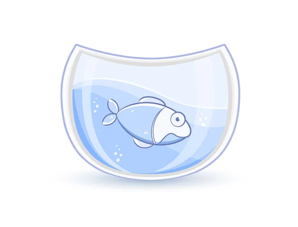 Mavi balık içinde cam akvaryum — Stok Vektör