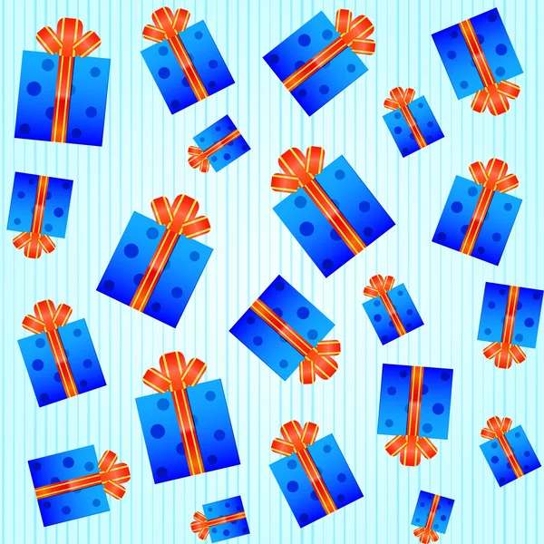 Безшовний візерунок з синіми подарунковими коробками — стоковий вектор