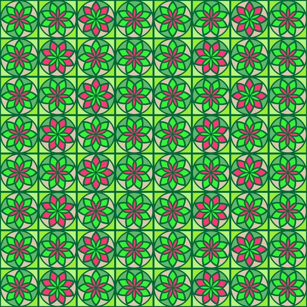 Геометрический бесшовный узор с цветами — стоковый вектор