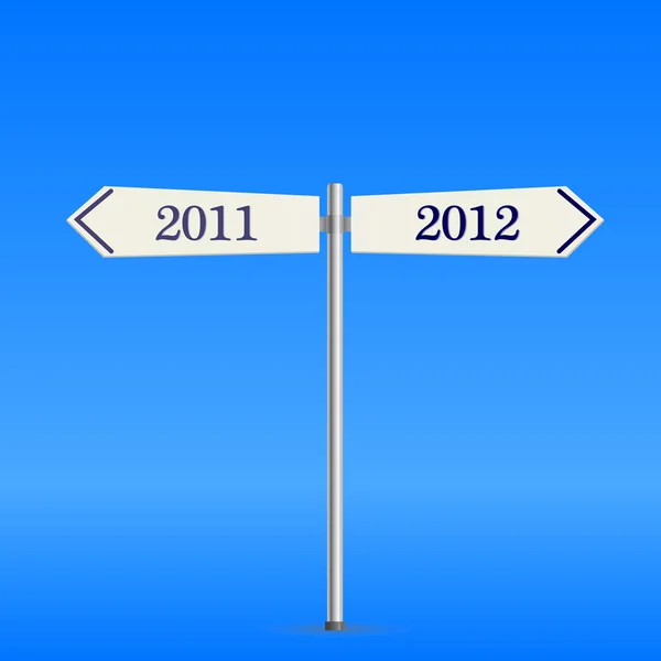 Señal de carretera bidireccional con nuevo año 2012 — Archivo Imágenes Vectoriales