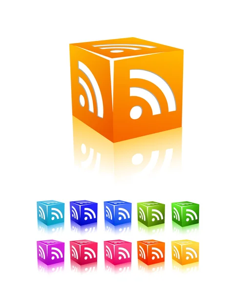 Cubic rss icon set — Stock Vector